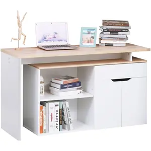 HOMCOM Bureau informatique multimédia modulable multi-rangements doubl... pas cher