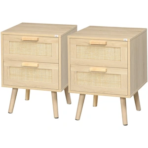 HOMCOM Lot de 2 tables de chevet tables d'appoint 2 tiroirs façades as... pas cher