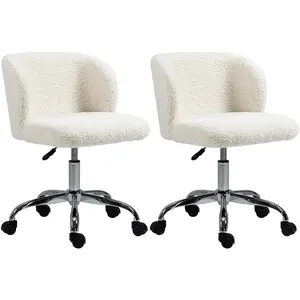 HOMCOM Lot de 2 chaises de bureau sans accoudoir en toison d'agneau ha... pas cher