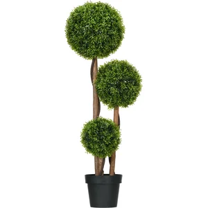 Comparateur de prix : HOMCOM Buis artificiel topiaire artificielle 3 boules H. 110 cm pot inclus