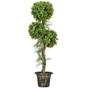 Comparateur de prix : HOMCOM Buis artificiel topiaire artificielle 3 boules H. 115 cm pot style antique inclus