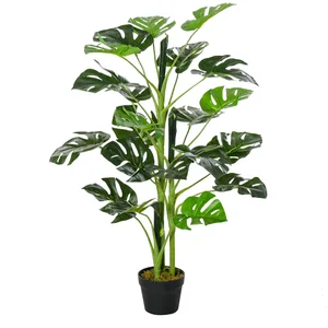 Comparateur de prix : Outsunny Arbre artificiel plante artificielle Monstera H. 100 cm tronc branches lichen feuilles de tortue grand réalisme pot inclus