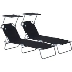 chaise longue - Outsunny - Métal - 187x58x36cm - Noir