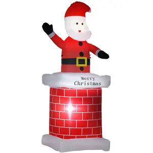 HOMCOM Père Noël gonflable avec cheminée lumineux LED hauteur 210 cm p...