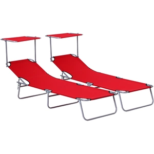 chaise longue - Outsunny - Métal - 187x58x36cm - Rouge pas cher