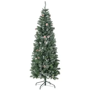 HOMCOM Sapin de Noël artificiel enneigé H180 cm 618 branches 37 pommes de pin