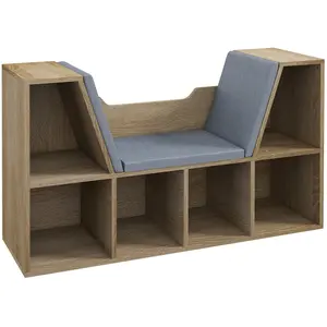 Comparateur de prix : HOMCOM Bibliothèque banc 2 en 1 - 6 casiers aspect bois clair coussins inclus