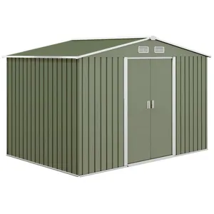 Outsunny Abri de jardin cabanon rangement outils métal vert clair pas cher