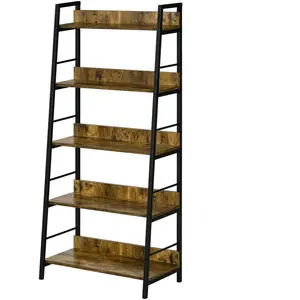 Comparateur de prix : HOMCOM Étagère bibliothèque style industriel incliné 5 niv. bois vieilli noir