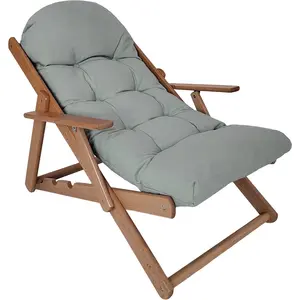 HOMCOM Fauteuil lounge pliable inclinable matelas grand confort bois gris