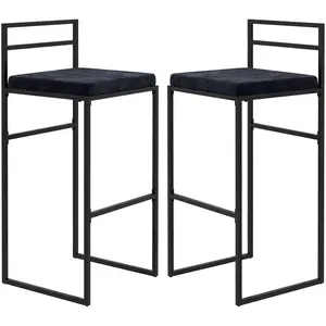 HOMCOM Lot de 2 tabourets de bar design - coussin, repose-pied, dossie... pas cher