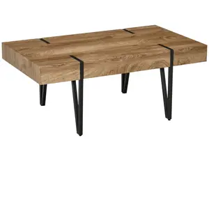 Comparateur de prix : HOMCOM Table basse style industriel métal noir aspect ancien bastaing bois