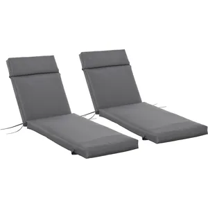 Comparateur de prix : Outsunny Lot de 2 matelas pour bain de soleil transat - cordons et velcros d'attache - dim. 196L x 55l cm ép. 8 cm - polyester déperlant gris