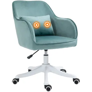 HOMCOM Chaise de bureau massante velours vert menthe pas cher