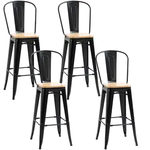 Comparateur de prix : HOMCOM Lot de 4 tabourets de Bar avec Dossier Repose-Pied Hauteur Assi...
