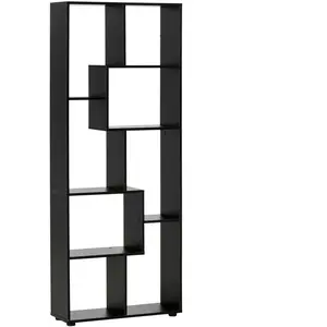 Comparateur de prix : HOMCOM Bibliothèque étagère zig zag contemporain panneaux aspect bois noir