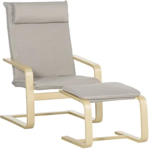 HOMCOM Fauteuil relax avec repose-pieds et coussin appui-tête - bois e... pas cher