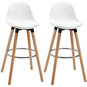 HOMCOM - Chaise de Bar - PU - 40x42x91cm - Blanc