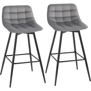 HOMCOM Lot de 2 tabourets chaises de bar design en velours capitonné e... pas cher