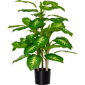 Comparateur de prix : HOMCOM - Plante Artificielle Calathea - PE - 17x17x95cm - Vert