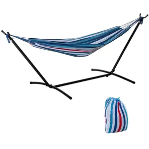Comparateur de prix : Outsunny Hamac de jardin 1 place avec support et sac transport multicolore