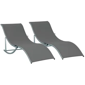Comparateur de prix : Outsunny Lot de 2 bains de soleil pliables alu. textilène