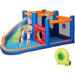 Comparateur de prix : Outsunny Château gonflable aire de jeux avec toboggan trampoline pisci...