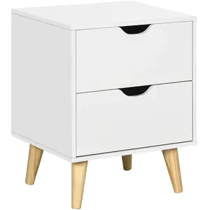 HOMCOM Chevet design scandinave 2 tiroirs bois pin panneaux blanc pas cher