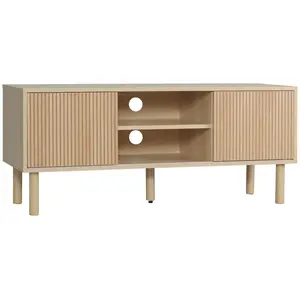 Comparateur de prix : HOMCOM Meuble TV design Urban Craft 2 portes 2 niches aspect bois clair