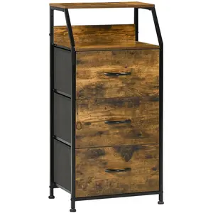 Comparateur de prix : HOMCOM Meuble de rangement colonne design industriel acier noir aspect bois