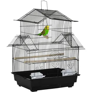 Comparateur de prix : PawHut Cage à oiseaux design maison  50x41x63cm Noir