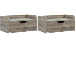Tables de chevet murales HOMCOM - Gris - Design contemporain - 2 tiroi... pas cher