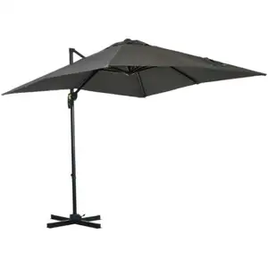 Outsunny Parasol déporté carré inclina 245x245x245cm Gris pas cher