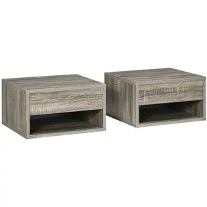 HOMCOM - Table de chevet - panneau de particules - 37x32x21cm - Gris pas cher