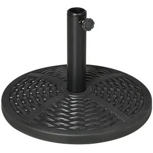 Comparateur de prix : Outsunny Pied de parasol Ø 45 cm HDPE aspect rotin tressé poids net 8 Kg noir