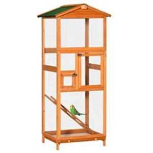 PawHut Volière cage à oiseaux - 2 portes tiroir déjection coulissant é... pas cher