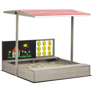 Comparateur de prix : Outsunny - Bac À Sable - Bois De Sapin - 114x113x110cm - Gris Blanc