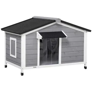 Comparateur de prix : PawHut Niche chien style cottage - 2 fenêtres, porte, toit ouvrant bit...