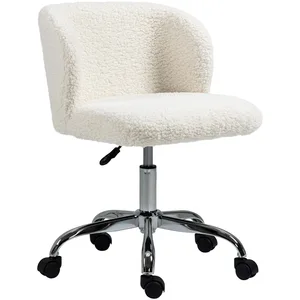 Comparateur de prix : HOMCOM Chaise de bureau design piètement acier chromé effet laine bouclée