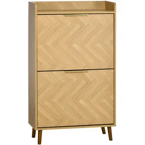 HOMCOM Meuble à chaussures style scandinave 2 portes 3 étagères motif chevron