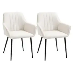 Chaises de visiteur design scandinave - HOMCOM - Lot de 2 - Lin - Beig... pas cher