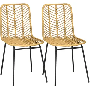 Comparateur de prix : HOMCOM Lot de 2 chaises de jardin style colonial piètement acier noir ...