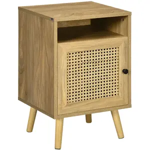 HOMCOM Chevet style bohème - placard, niche - aspect bois manguier rotin pas cher