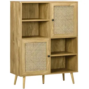 Comparateur de prix : HOMCOM Bibliothèque 2 portes 4 niches style bohème chic