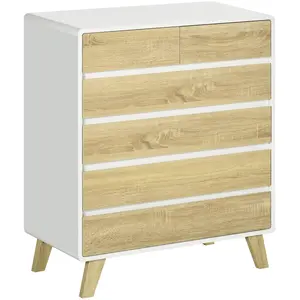 HOMCOM Commode design scandinave - 6 tiroirs - blanc aspect chêne clair