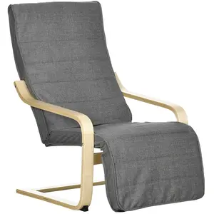 Comparateur de prix : HOMCOM - Fauteuil Luxe - bois massif de bouleau - 94x66.5x100cm - Gris
