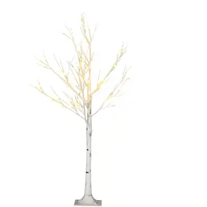 HOMCOM Arbre lumineux led - décoration lumineuse de Noël - 72 leds - 1,2H m - métal pp blanc