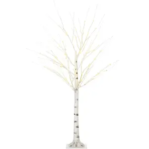 HOMCOM Arbre lumineux bouleau 96 LEDS blanc chaud H.1,5 m pas cher