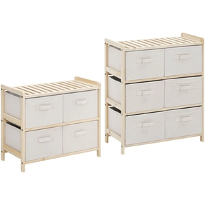 HOMCOM Ensemble de 2 pièces commodes en tissu meubles de rangement ave... pas cher