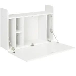 Comparateur de prix : HOMCOM Bureau mural pliable - table murale rabattable - 5 niches, étag...
